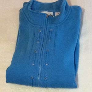 Alfred Dunner Zip Font Top Aqua